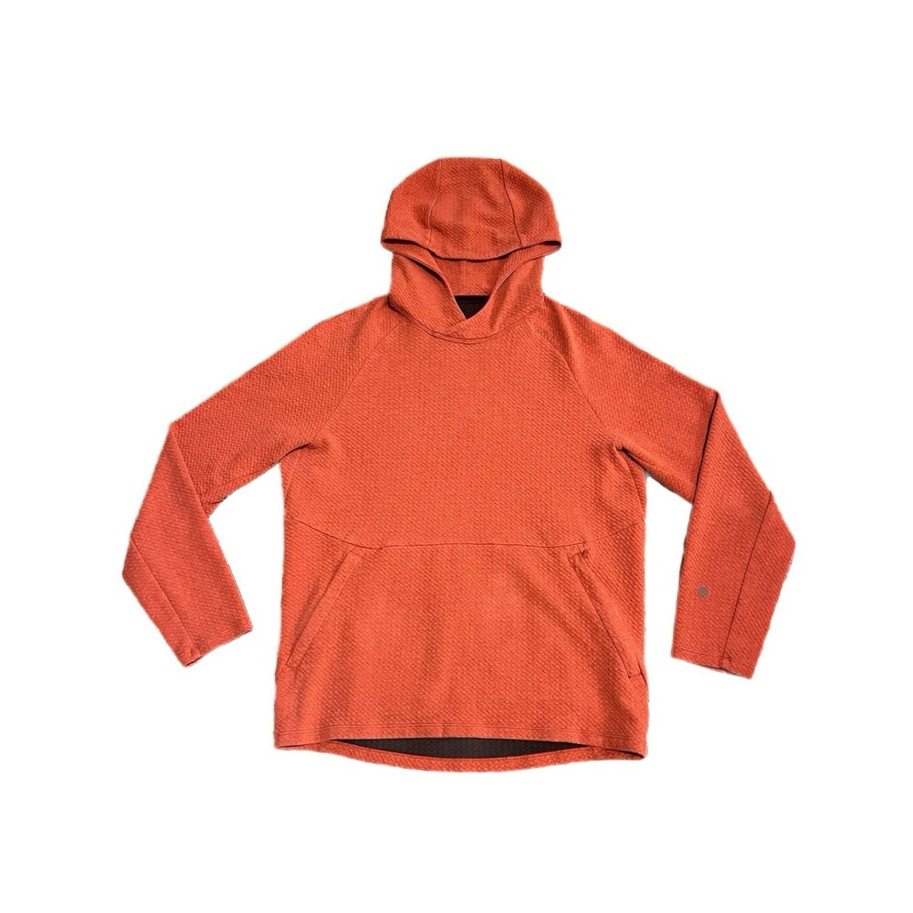 Lululemon Hoodie At Ease Hooded Textured‎ Sweatshirt Mens Small Brick Red Orange
